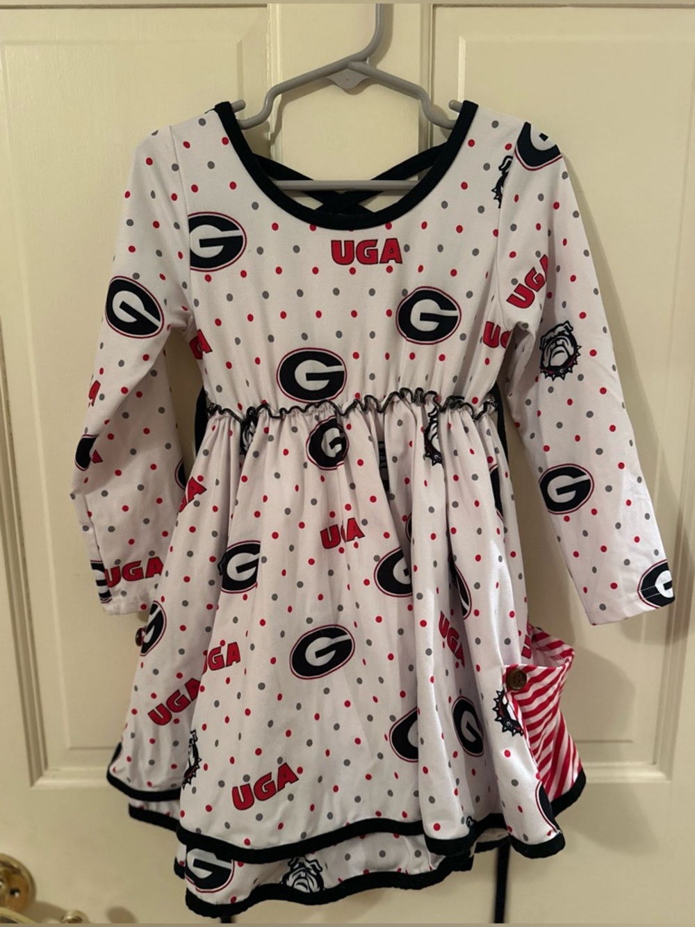 Boutique UGA Georgia Bulldog long sleeve twirl dress with pockets size 3t